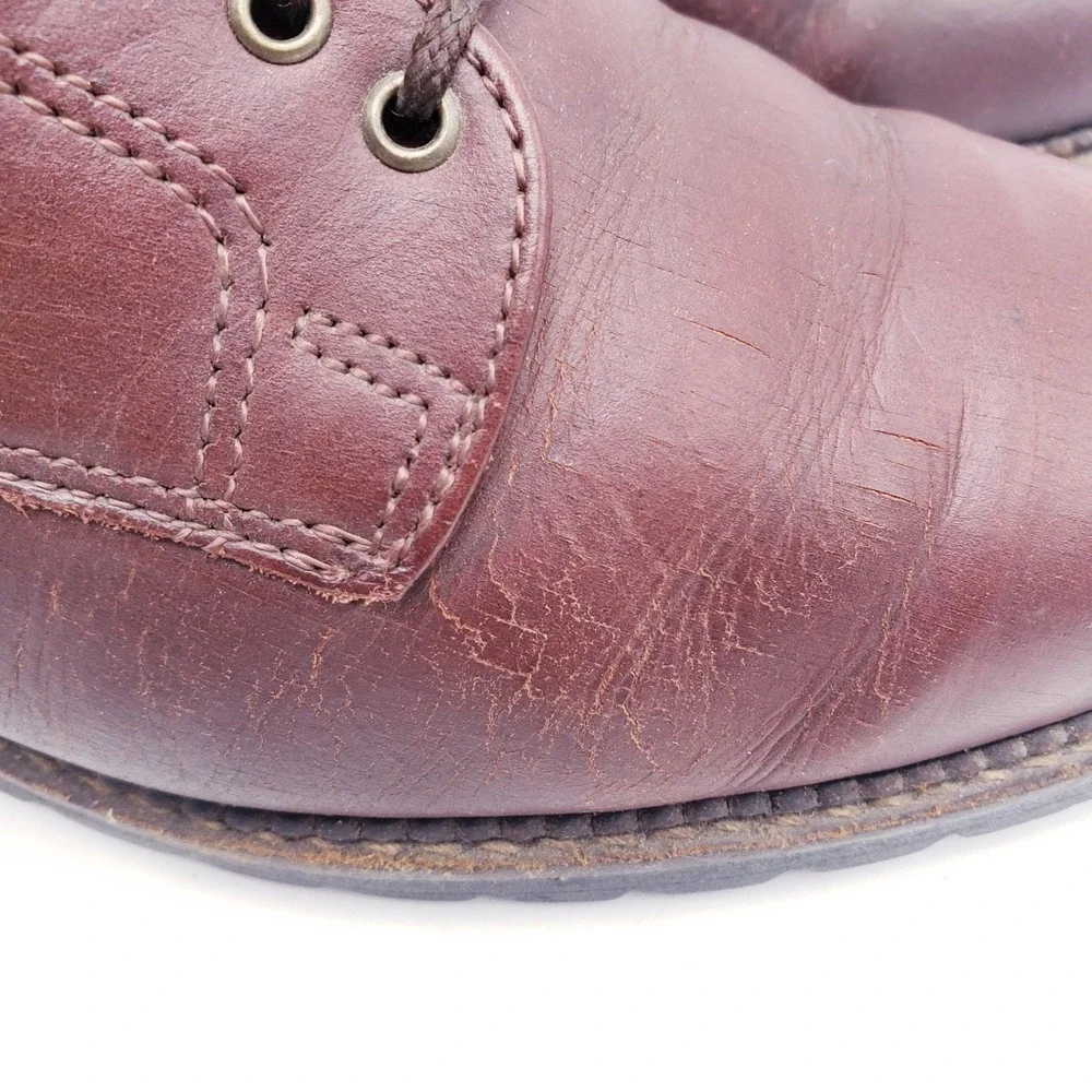 H.S. Trask Bison Leather Oxford Shoes Brown Lace‎ Up Lug Sole Mens 9.5 W